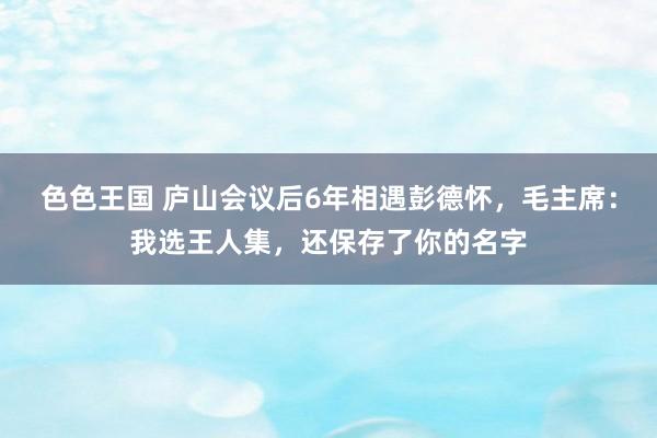 色色王国 庐山会议后6年相遇彭德怀，毛主席：我选王人集，还保存了你的名字