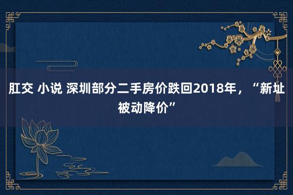 肛交 小说 深圳部分二手房价跌回2018年，“新址被动降价”