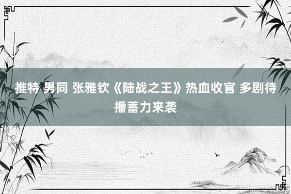 推特 男同 张雅钦《陆战之王》热血收官 多剧待播蓄力来袭